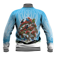 New Zealand Birds Christmas Baseball Jacket Pohutukawa Xmas Tree LT05 - Polynesian Pride