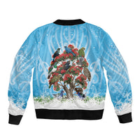 New Zealand Birds Christmas Bomber Jacket Pohutukawa Xmas Tree LT05 - Polynesian Pride