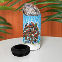 New Zealand Birds Christmas 4 in 1 Can Cooler Tumbler Pohutukawa Xmas Tree LT05 - Polynesian Pride
