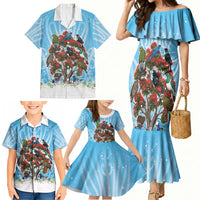 New Zealand Birds Christmas Family Matching Mermaid Dress and Hawaiian Shirt Pohutukawa Xmas Tree LT05 - Polynesian Pride