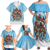 New Zealand Birds Christmas Family Matching Off Shoulder Maxi Dress and Hawaiian Shirt Pohutukawa Xmas Tree LT05 - Polynesian Pride