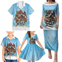New Zealand Birds Christmas Family Matching Puletasi and Hawaiian Shirt Pohutukawa Xmas Tree LT05 - Polynesian Pride