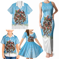 New Zealand Birds Christmas Family Matching Tank Maxi Dress and Hawaiian Shirt Pohutukawa Xmas Tree LT05 - Polynesian Pride