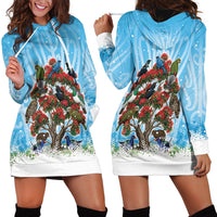 New Zealand Birds Christmas Hoodie Dress Pohutukawa Xmas Tree LT05 - Polynesian Pride