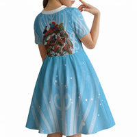 New Zealand Birds Christmas Kid Short Sleeve Dress Pohutukawa Xmas Tree LT05 - Polynesian Pride