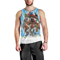 New Zealand Birds Christmas Men Tank Top Pohutukawa Xmas Tree LT05 - Polynesian Pride