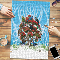 New Zealand Birds Christmas Puzzle Pohutukawa Xmas Tree LT05 Blue - Polynesian Pride