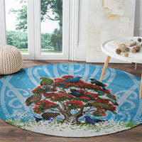 New Zealand Birds Christmas Round Carpet Pohutukawa Xmas Tree LT05 - Polynesian Pride