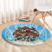 New Zealand Birds Christmas Round Carpet Pohutukawa Xmas Tree LT05 - Polynesian Pride