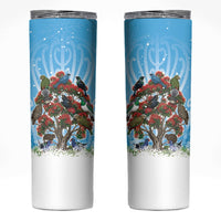 New Zealand Birds Christmas Skinny Tumbler Pohutukawa Xmas Tree LT05 Blue - Polynesian Pride