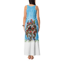 New Zealand Birds Christmas Tank Maxi Dress Pohutukawa Xmas Tree LT05 - Polynesian Pride
