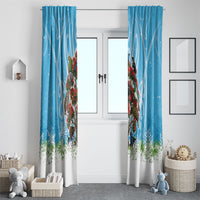 New Zealand Birds Christmas Window Curtain Pohutukawa Xmas Tree LT05 - Polynesian Pride