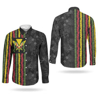 Hawaii Lei Kanaka Maoli Flag Couples Matching Mermaid Dress and Long Sleeve Button Shirt Tropical Vibes LT05 - Polynesian Pride