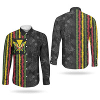 Hawaii Lei Kanaka Maoli Flag Couples Matching Short Sleeve Bodycon Dress and Long Sleeve Button Shirt Tropical Vibes LT05 - Polynesian Pride
