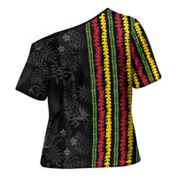 Hawaii Lei Kanaka Maoli Flag Cross Shoulder Shirt Tropical Vibes LT05 - Polynesian Pride