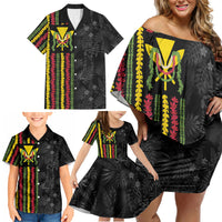 Hawaii Lei Kanaka Maoli Flag Family Matching Off Shoulder Short Dress and Hawaiian Shirt Tropical Vibes LT05 - Polynesian Pride