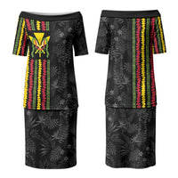 Hawaii Lei Kanaka Maoli Flag Family Matching Puletasi and Hawaiian Shirt Tropical Vibes LT05 Mom's Dress Black - Polynesian Pride