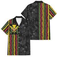 Hawaii Lei Kanaka Maoli Flag Family Matching Short Sleeve Bodycon Dress and Hawaiian Shirt Tropical Vibes LT05 Dad's Shirt - Short Sleeve Black - Polynesian Pride