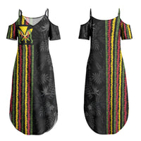Hawaii Lei Kanaka Maoli Flag Family Matching Summer Maxi Dress and Hawaiian Shirt Tropical Vibes LT05 Mom's Dress Black - Polynesian Pride