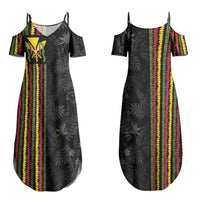 Hawaii Lei Kanaka Maoli Flag Family Matching Summer Maxi Dress and Hawaiian Shirt Tropical Vibes LT05 Mom's Dress Black - Polynesian Pride