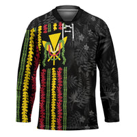 Hawaii Lei Kanaka Maoli Flag Hockey Jersey Tropical Vibes LT05 Unisex Black - Polynesian Pride