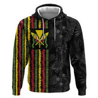Hawaii Lei Kanaka Maoli Flag Hoodie Tropical Vibes LT05 Pullover Hoodie Black - Polynesian Pride