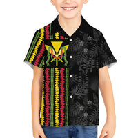 Hawaii Lei Kanaka Maoli Flag Kid Hawaiian Shirt Tropical Vibes LT05 Kid Black - Polynesian Pride