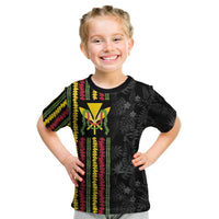 Hawaii Lei Kanaka Maoli Flag Kid T Shirt Tropical Vibes LT05 Black - Polynesian Pride