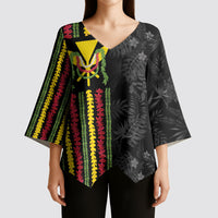 Hawaii Lei Kanaka Maoli Flag Kimono Sleeve Blouse Tropical Vibes LT05 - Polynesian Pride