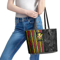 Hawaii Lei Kanaka Maoli Flag Leather Tote Bag Tropical Vibes LT05 - Polynesian Pride