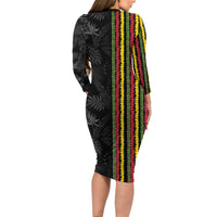 Hawaii Lei Kanaka Maoli Flag Long Sleeve Bodycon Dress Tropical Vibes LT05 - Polynesian Pride
