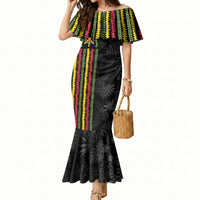 Hawaii Lei Kanaka Maoli Flag Mermaid Dress Tropical Vibes LT05 Women Black - Polynesian Pride