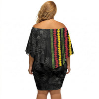 Hawaii Lei Kanaka Maoli Flag Off Shoulder Short Dress Tropical Vibes LT05 - Polynesian Pride