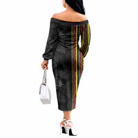 Hawaii Lei Kanaka Maoli Flag Off The Shoulder Long Sleeve Dress Tropical Vibes LT05 - Polynesian Pride