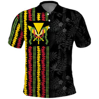 Hawaii Lei Kanaka Maoli Flag Polo Shirt Tropical Vibes LT05 Black - Polynesian Pride