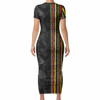 Hawaii Lei Kanaka Maoli Flag Short Sleeve Bodycon Dress Tropical Vibes LT05 - Polynesian Pride
