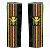 Hawaii Lei Kanaka Maoli Flag Skinny Tumbler Tropical Vibes LT05 Black - Polynesian Pride