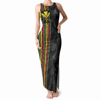 Hawaii Lei Kanaka Maoli Flag Tank Maxi Dress Tropical Vibes LT05 Women Black - Polynesian Pride
