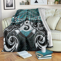 New Zealand Maori Blanket Poutama Pikorua - Single Twist Paua Shell LT05 Turquoise - Polynesian Pride