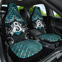 New Zealand Maori Car Seat Cover Poutama Pikorua - Single Twist Paua Shell