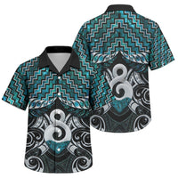 New Zealand Maori Family Matching Off Shoulder Short Dress and Hawaiian Shirt Poutama Pikorua - Single Twist Paua Shell LT05 Son's Shirt Turquoise - Polynesian Pride