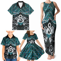 New Zealand Maori Family Matching Tank Maxi Dress and Hawaiian Shirt Poutama Pikorua - Single Twist Paua Shell LT05 - Polynesian Pride