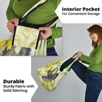 New Zealand Piwakawaka Fantail Bird Grocery Bag With Kowhai Flowers