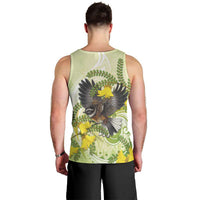 New Zealand Piwakawaka Fantail Bird Men Tank Top With Kowhai Flowers