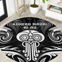 New Zealand Te Reo Maori Round Carpet Korero Maori Ai Au LT05 Black - Polynesian Pride