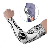 New Caledonia Day Arm Sleeves Polynesian Curves White Color - Polynesian Pride