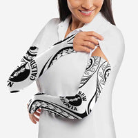 New Caledonia Day Arm Sleeves Polynesian Curves White Color - Polynesian Pride
