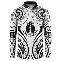 New Caledonia Day Button Sweatshirt Polynesian Curves White Color - Polynesian Pride