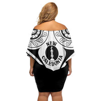New Caledonia Day Family Matching Off Shoulder Short Dress and Hawaiian Shirt Polynesian Curves White Color - Polynesian Pride