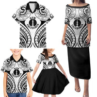 New Caledonia Day Family Matching Puletasi and Hawaiian Shirt Polynesian Curves White Color - Polynesian Pride